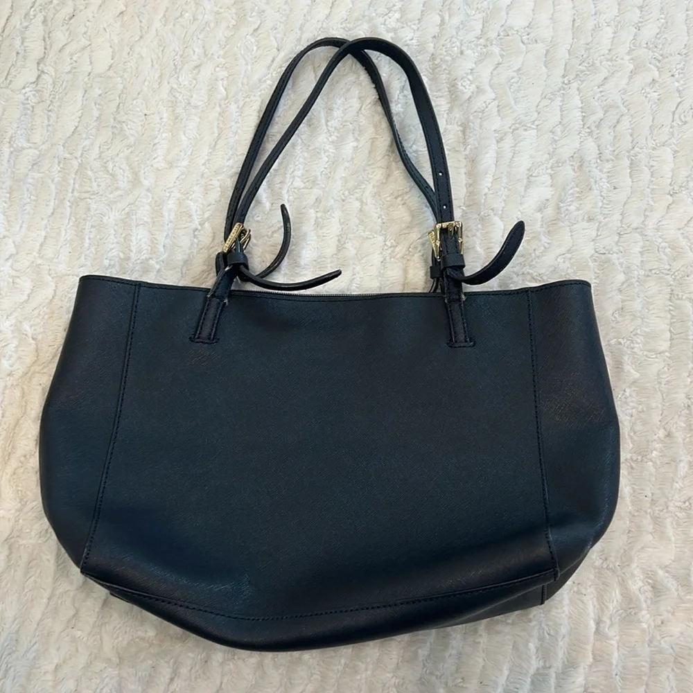 Tory Burch Dark Navy Leather York Buckle Tote Shoulder Bag
